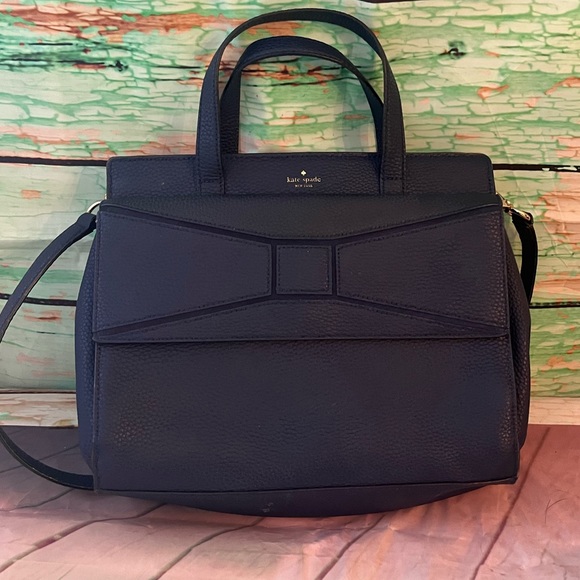 Leather Navy Kate Spade with Bow Detail - Picture 1 of 9